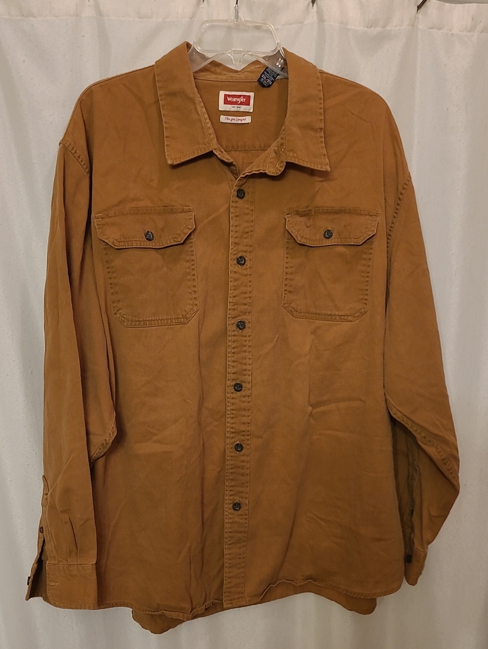 Wrangler Tan Button-Up Work Shirt Jacket